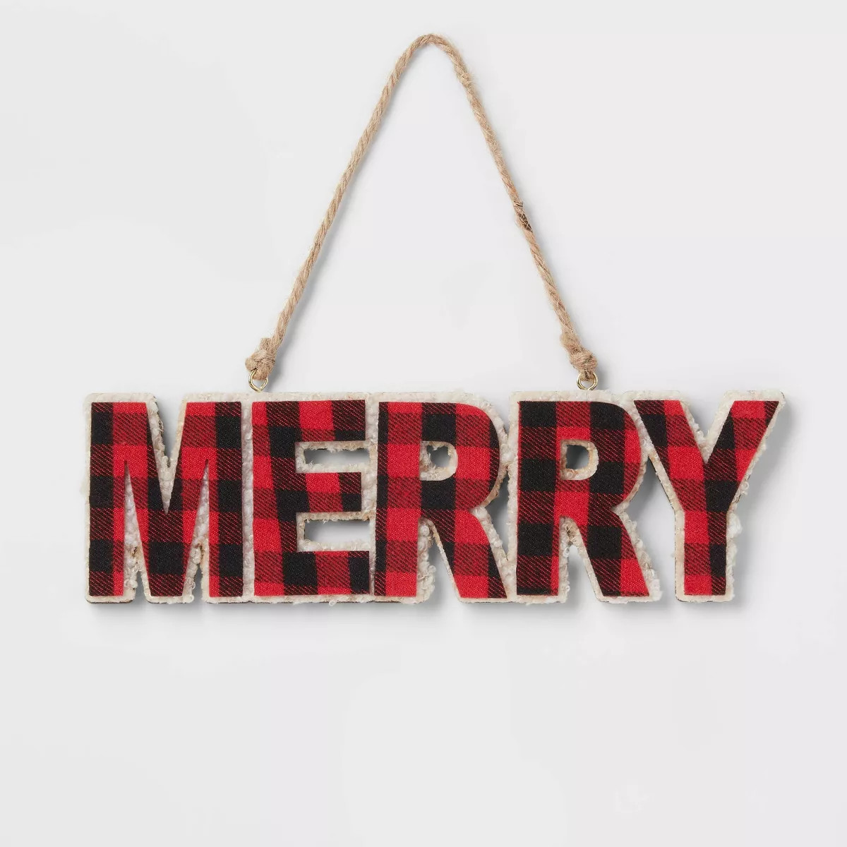 Buffalo Check Fabric 'Merry' Christmas Tree Ornament Red/Black - Wondershop™ | Target