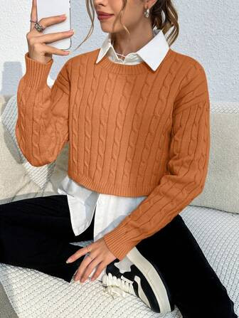 SHEIN Essnce Women's Round Neck Long Sleeve Sweater | SHEIN