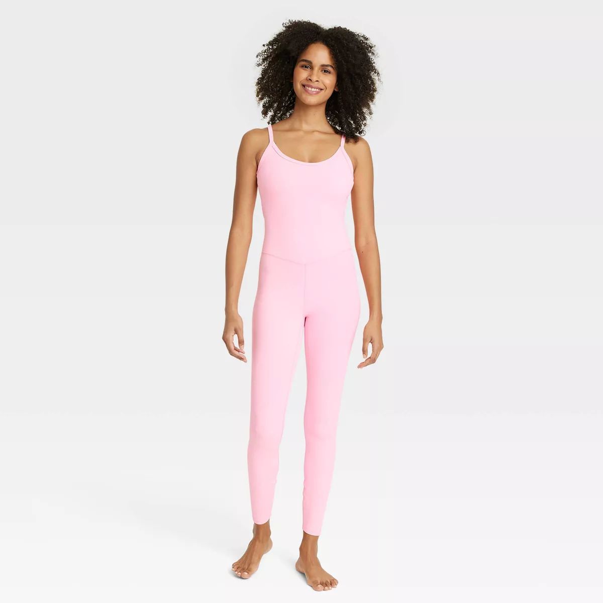 Women's Rib Full Length Bodysuit - All In Motion™ Pink L | Target