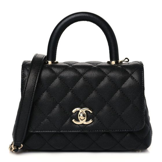 CHANEL Caviar Quilted Extra Mini Coco Handle Flap Black | FASHIONPHILE (US)