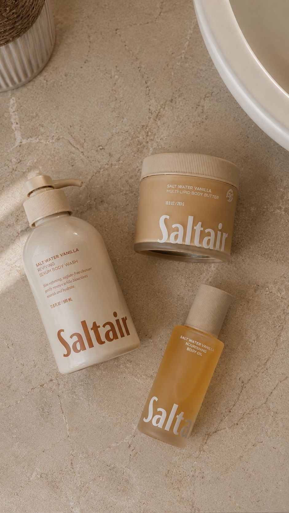 If you love warm, clean vanilla scents, this trio is a must. 🤎 The body wash, body butter, and body oil leave my skin incredibly soft and hydrated while smelling amazing all day. #LTKBeauty #BodyCare #Saltair