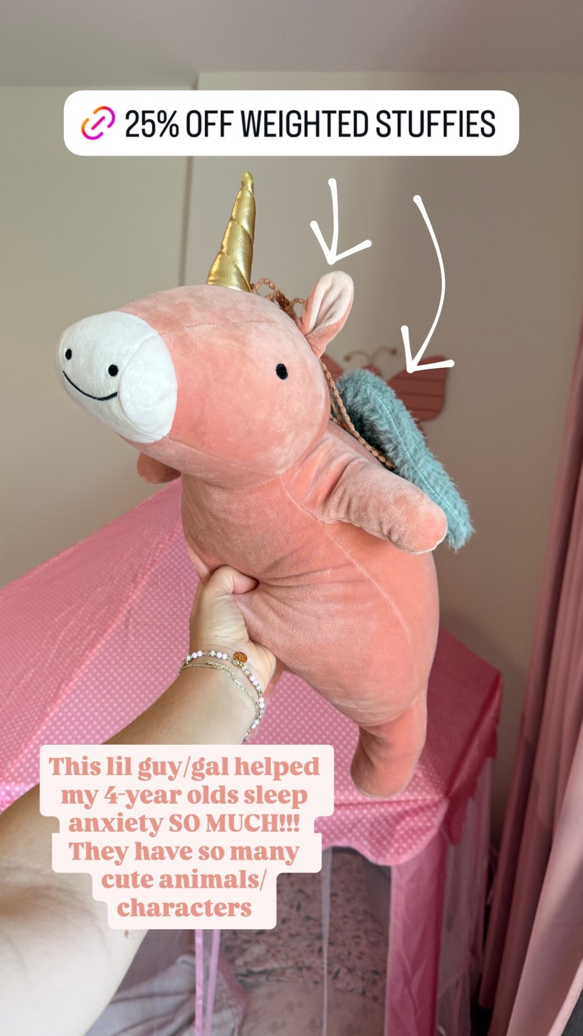 This lil guy/gal helped my 4-year olds sleep anxiety SO MUCH!!! They have so many cute animals/characters