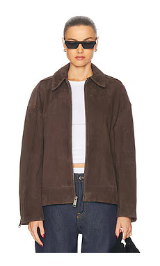 GRLFRND Alek Suede Jacket in Chocolate Brown from Revolve.com | Revolve Clothing (Global)