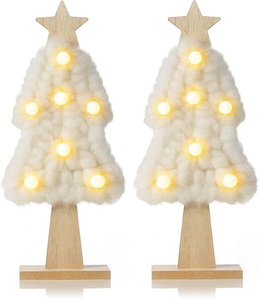 Amazon.com: Farmhouse Decor Mini Christmas Tree with led Light Handmade 12.2" Living Room Decor T... | Amazon (US)