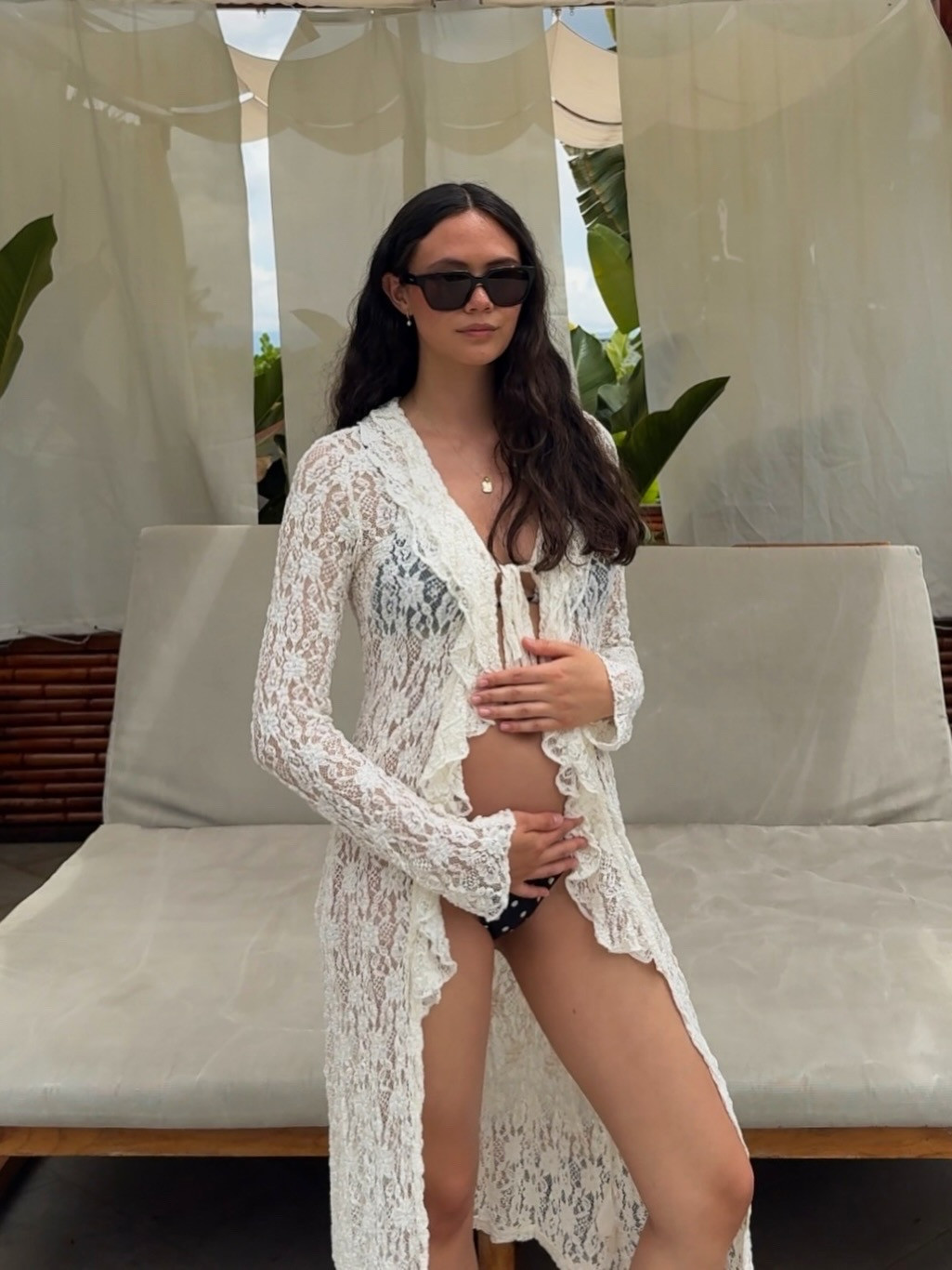 Momcation 🌴🥥🦀🐚 Polka dot swimsuit frim Reformation + lace coverup from Anthropologie. 

 #LTKootd #LTKSwim #LTKBump