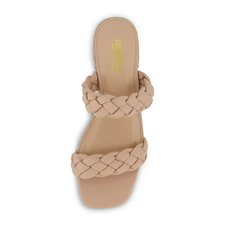 CUSHIONAIRE Women's Nan Two Band Braided Low Block Heel Slide Sandal +Memory Foam | Walmart (US)
