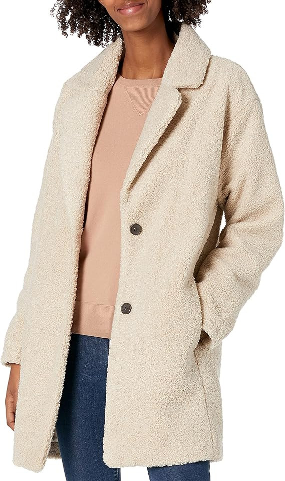 Amazon Essentials Women's Teddy Bear Fleece Oversized-Fit Lapel Jacket (Previously Daily Ritual) | Amazon (US)