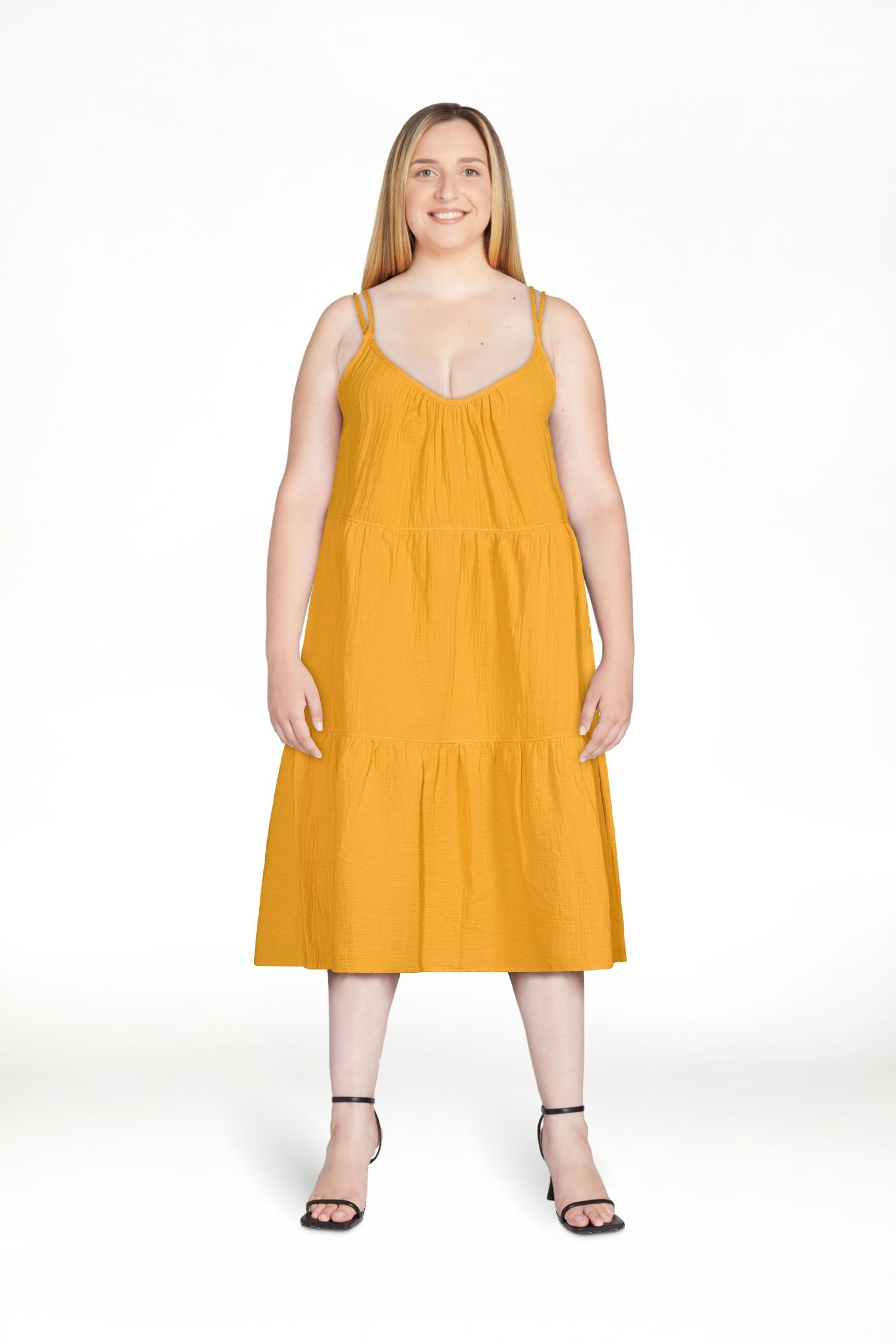 Free AssemblyFree Assembly Women’s Sleeveless Double Strap Cross Back Tiered Midi Dress, Sizes ... | Walmart (US)