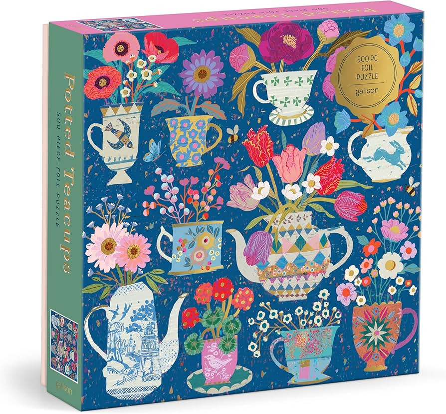 Galison Potted Teacups – 500 Piece Foil Jigsaw Puzzle Featuring Beautiful Artwork of Potted Tea... | Amazon (US)