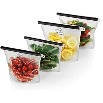 The Absolute Kitchen Reusable Silicone Ziptop Freezer Bags | Plastic Free Bag | BPA Free Ziploc C... | Amazon (US)