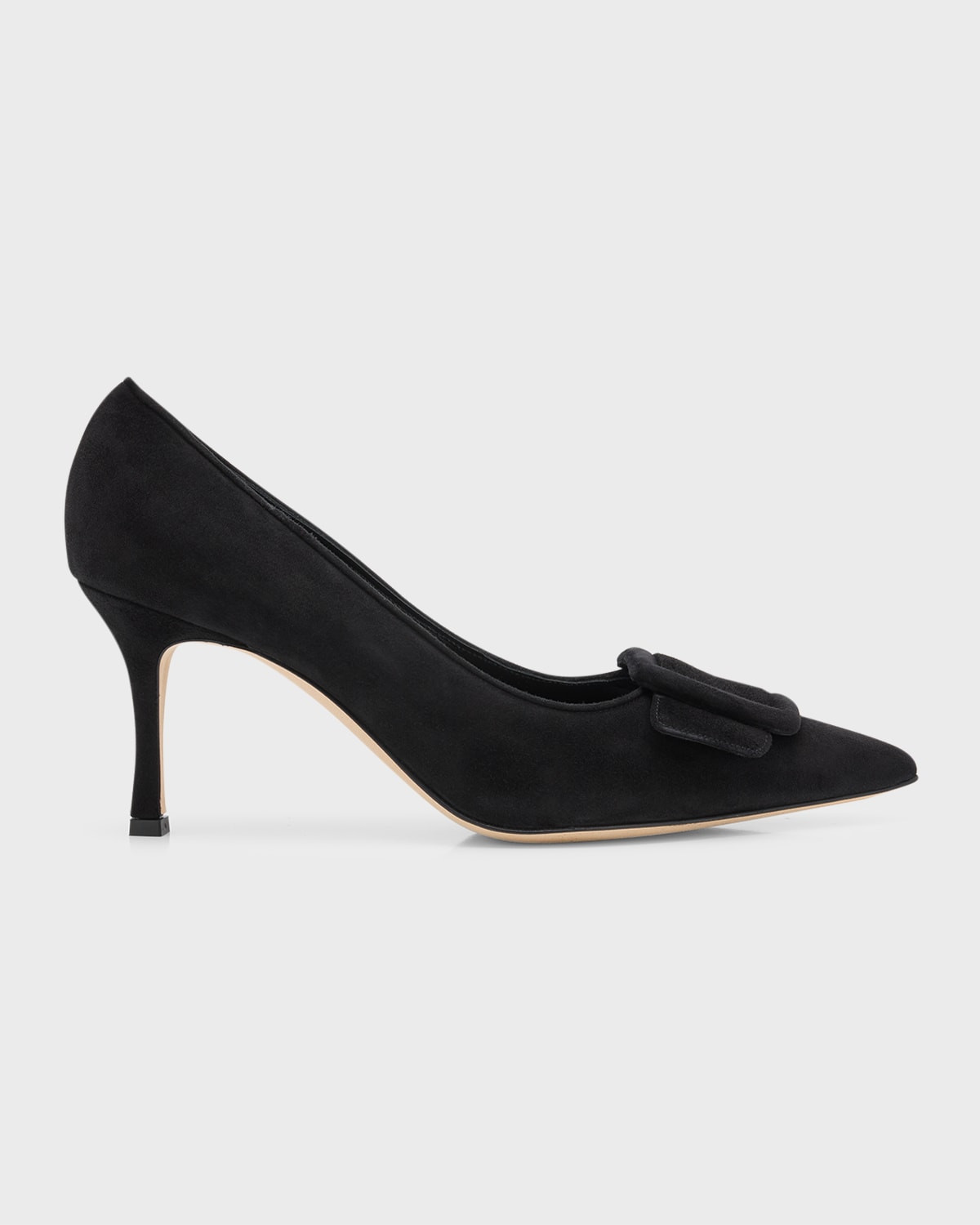 Maysale Suede Pointed-Toe Buckle Pumps | Neiman Marcus