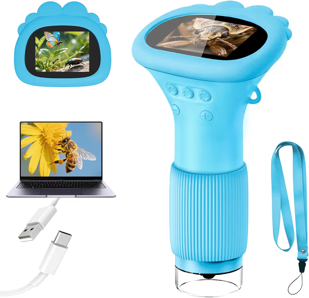 Microscope for Kids, 1000X Handheld Digital Miniscope with 2.0" Screen, Portable Pocket Microscop... | Amazon (US)
