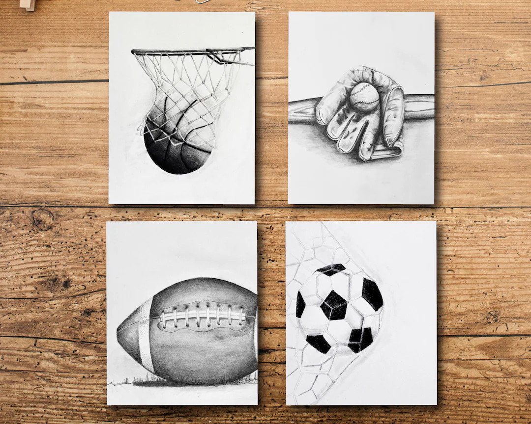 Boys Room Decor, Boys Room Sports Decor, Boys Room Wall Decor, Sports Room Decor, Sports Art Set,... | Etsy (US)