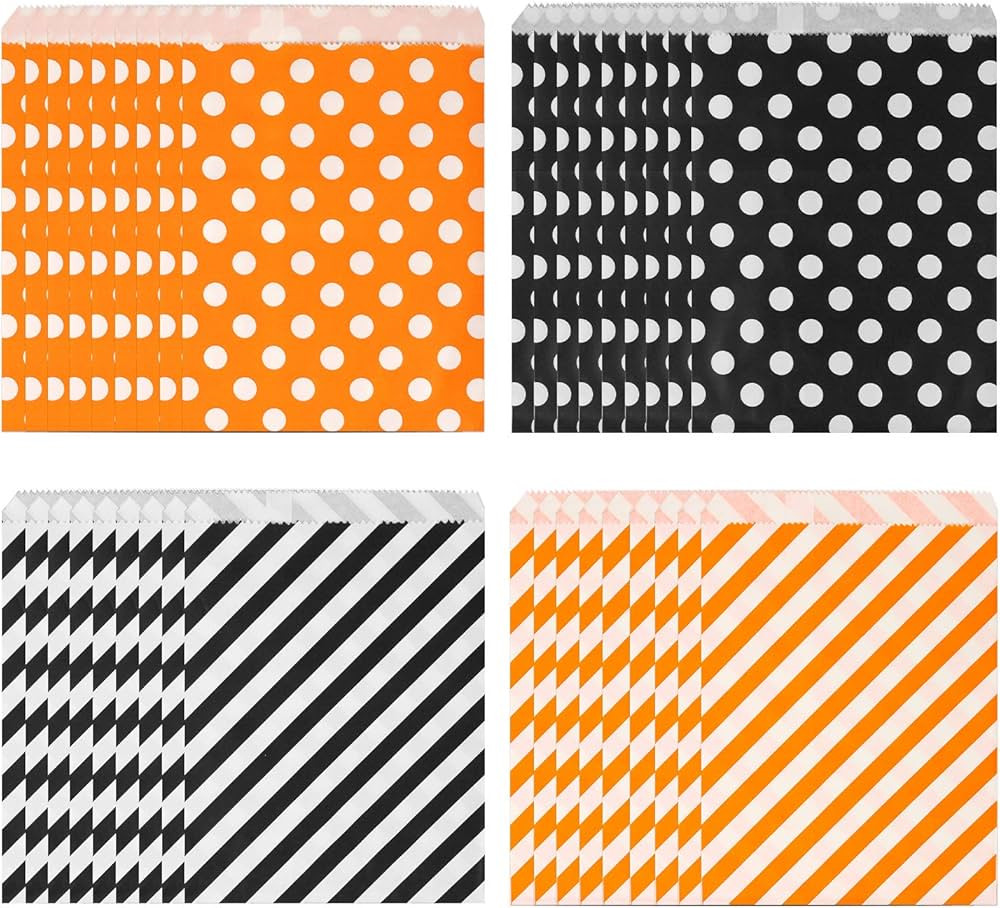 Kolewo4ever 100 pieces Halloween Treat Bags Trick Treat Paper Bags Halloween Party Favor Goody Ba... | Amazon (US)