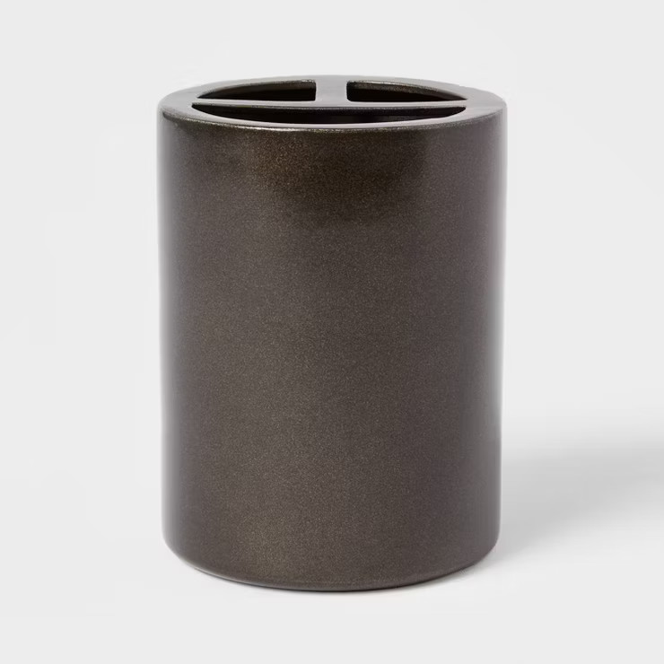 Aluminum Toothbrush Holder with Aged Metal Finish Gray - Threshold™ | Target