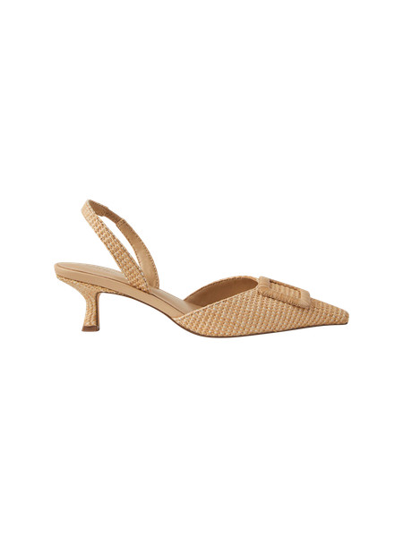 Straw Pointy Toe Buckle Slingback Pumps | Ann Taylor