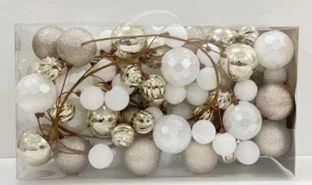 Shatterproof White and Gold Ball Ornament Garland, Polystyrene, 12 ft, by Holiday Time | Walmart (US)