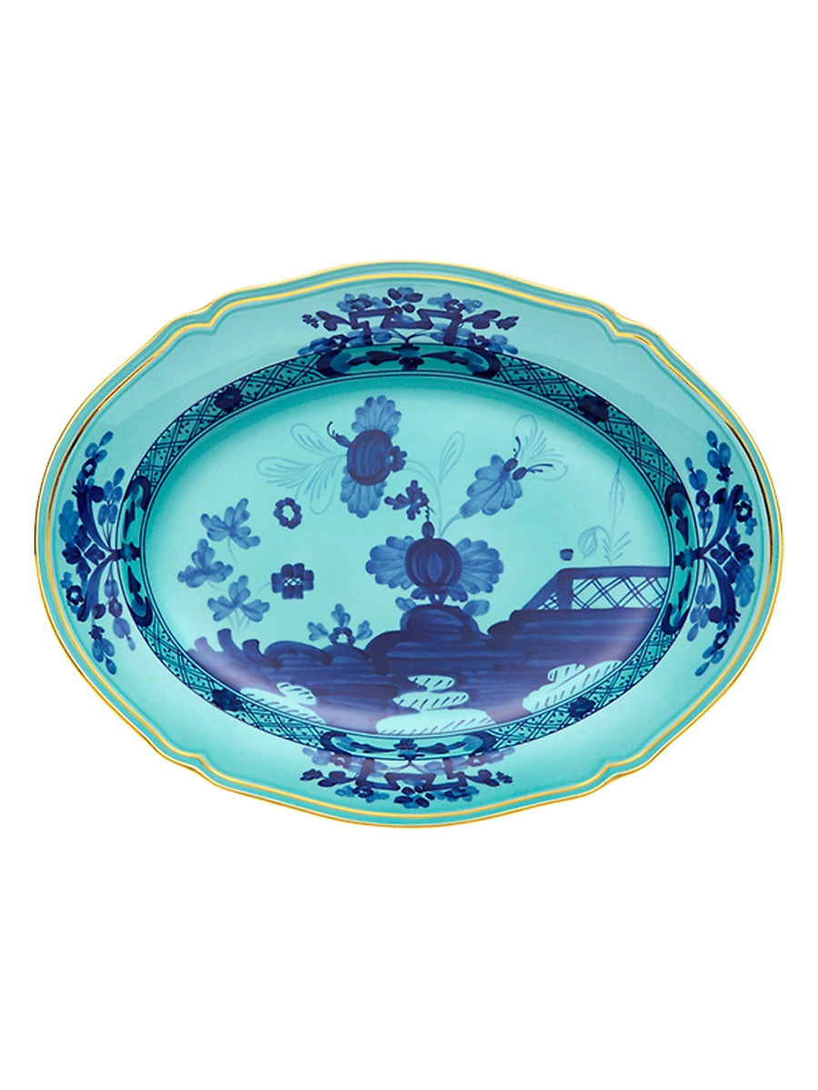 Oriente Italiano Gold-Rimmed Oval Platter - Iris | Saks Fifth Avenue
