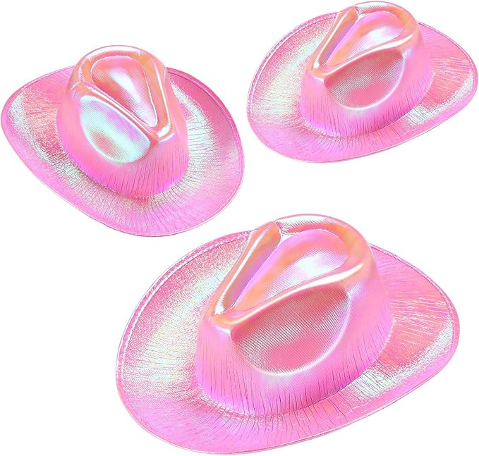 3 Pieces Metallic Cowboy Cowgirl Hats Holographic Space Rave Hat Western Disco Party Costume Acce... | Amazon (US)