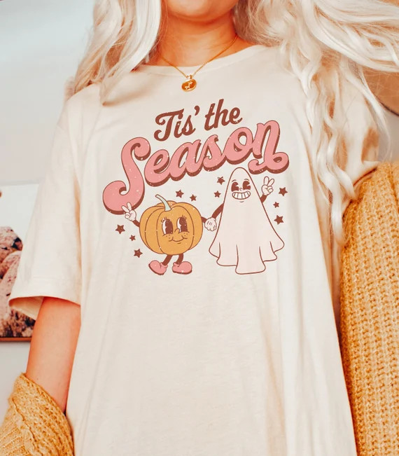 Retro Halloween Shirt Fall Shirts Ghost Shirt Fall Apparel - Etsy | Etsy (US)
