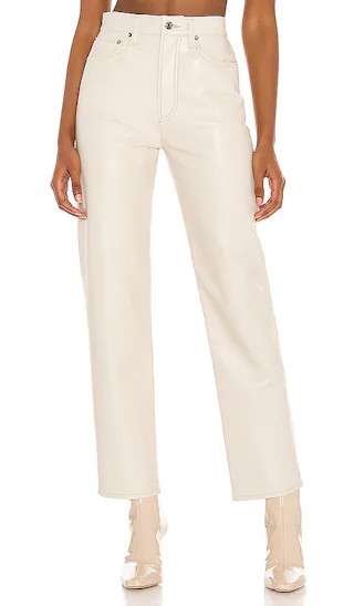 Recycled Leather 90's Pinch Waist Pant in Powder | Revolve Clothing (Global)