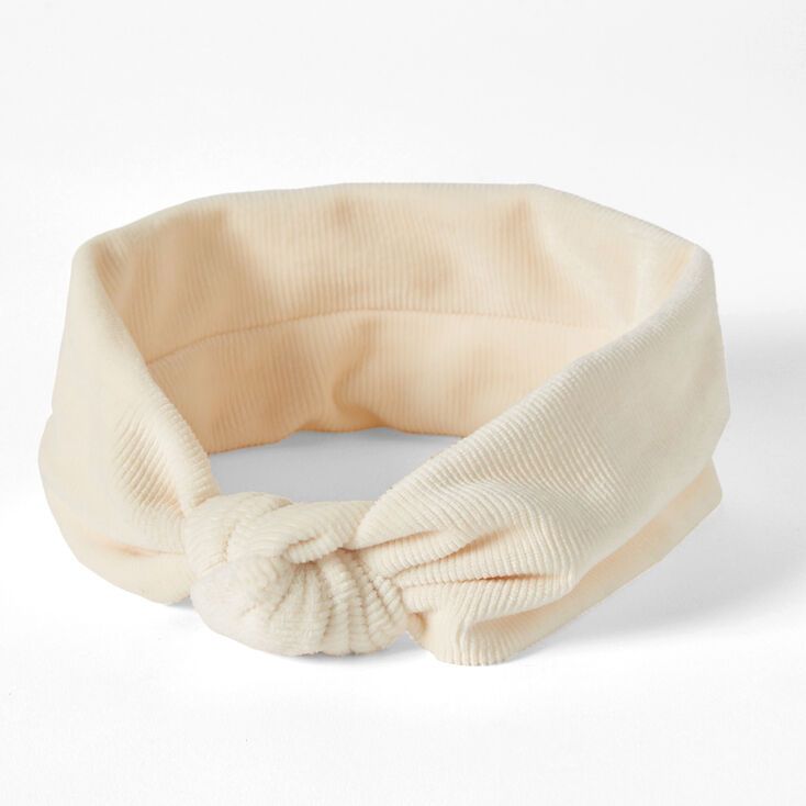 Velvet Knit Knotted Headwrap - Ivory | Claire's (US)