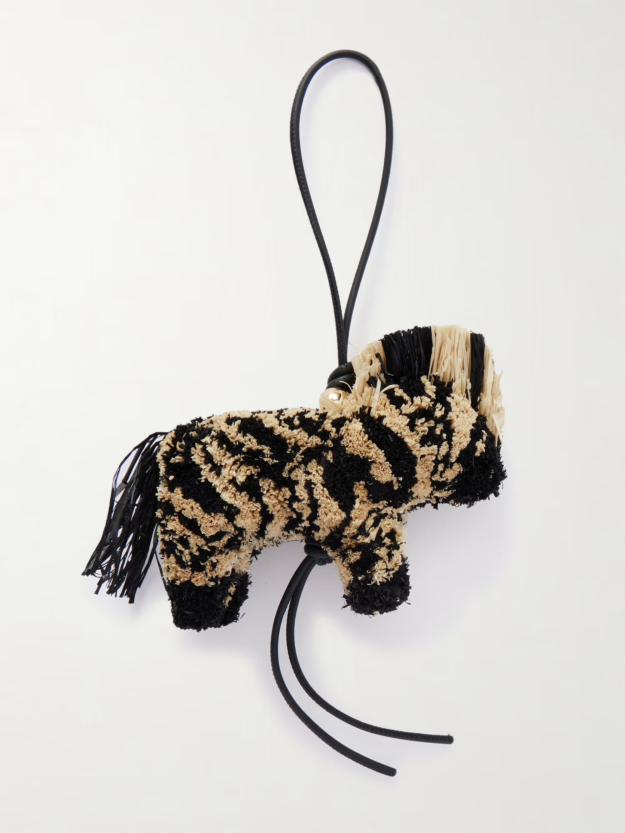 + Paula's Ibiza Zebra leather-trimmed raffia charm | NET-A-PORTER (US)
