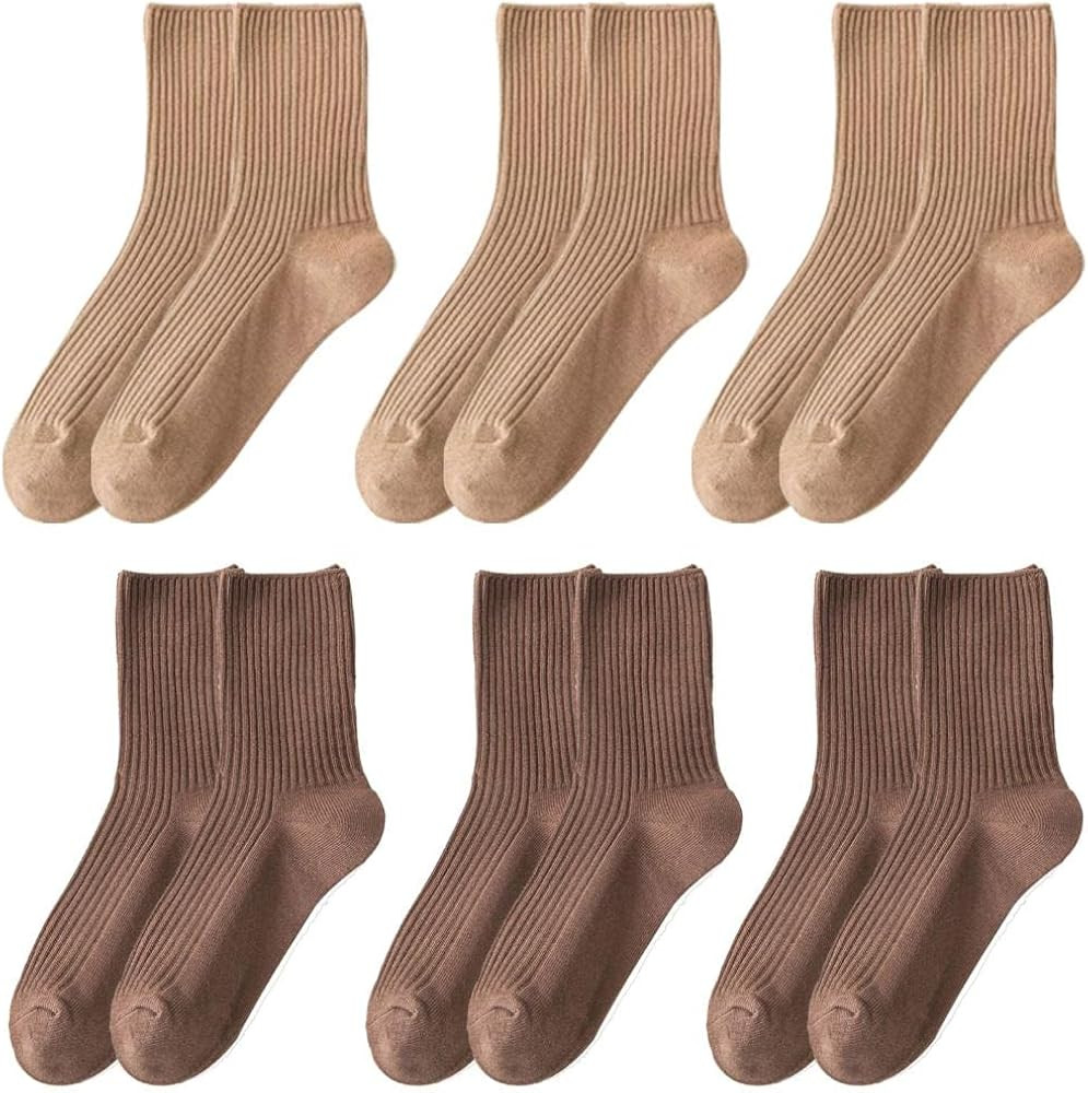 MarJunSep Women's Cotton Crew Socks Cute Neutral Ribbed Knit Slouch Boot Socks in Box for Women G... | Amazon (US)