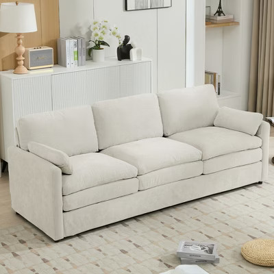 Upholstered Sofa Oversized Cloud Sofa Double Cushion Sofa Couch 3-seat Sofa, Beige-ModernLuxe | Target