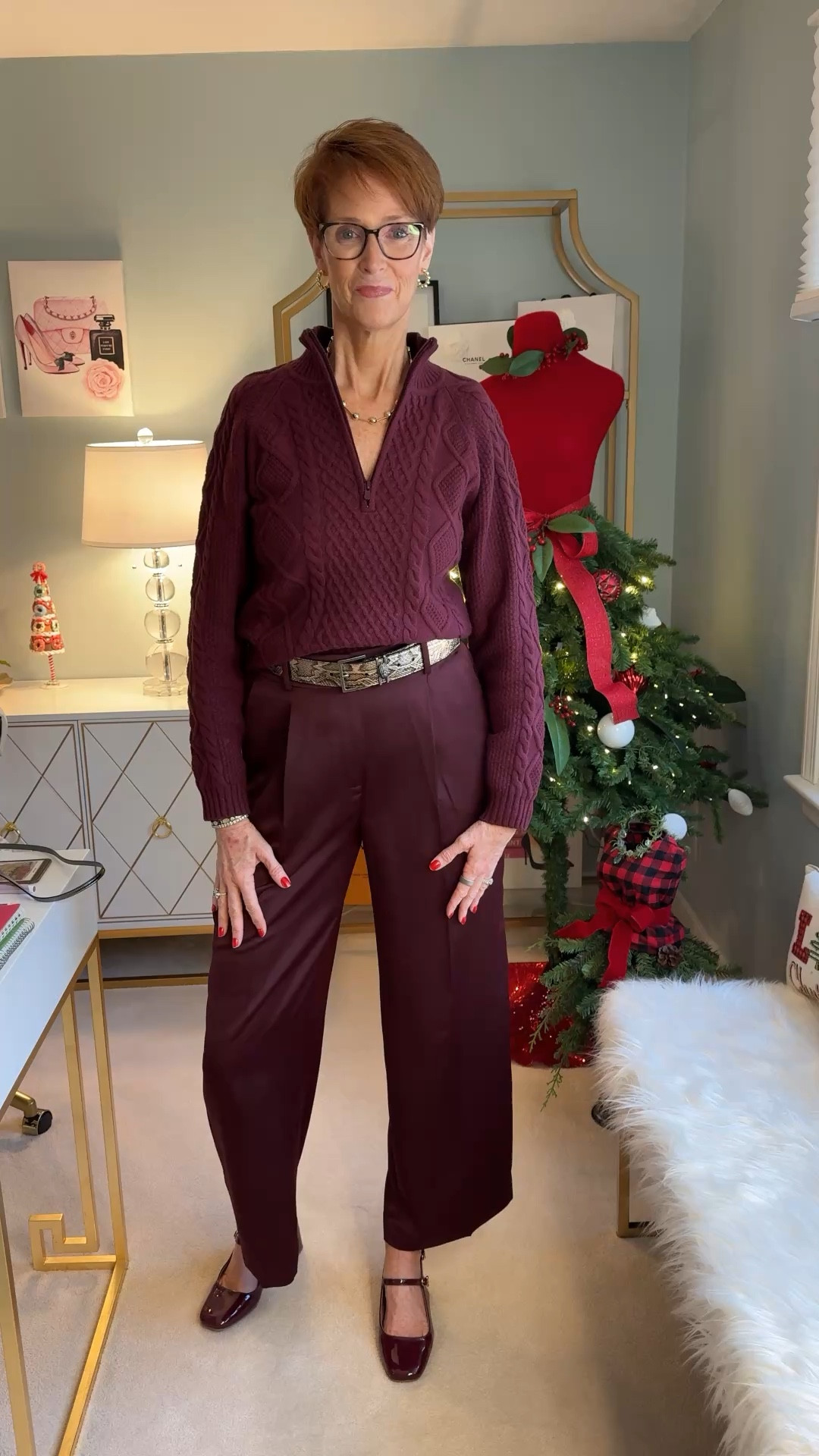 OOTD or evening
I love a monochromatic outfit and I am especially loving burgundy right now!
Sweater is from Aritzia size medium
Pants are Loft size 6

Hi! For reference, I am 55 years old, I am 6’1”. I have a 35” inseam. I wear a small or medium in most tops, an 8 or a 10 in most bottoms, an 8 in most dresses, and a size 9 shoe. 

Make sure to subscribe to my newsletter found in my bio so you don’t miss on out on my must have favorites! And download the LTK app, follow my LTK shop, and favorite this post or your favorite items to get notified when they go on sale!

Over 50 fashion, tall fashion, workwear, everyday outfits, timeless outfits, Classic Outfits

winter outfit, travel outfit, leopard jeans, ballet flats, wedding guest, vacation outfit, travel essentials, organization, sweater dress, jeans, boots


#LTKStyleTip #LTKFindsUnder100 #LTKOver40