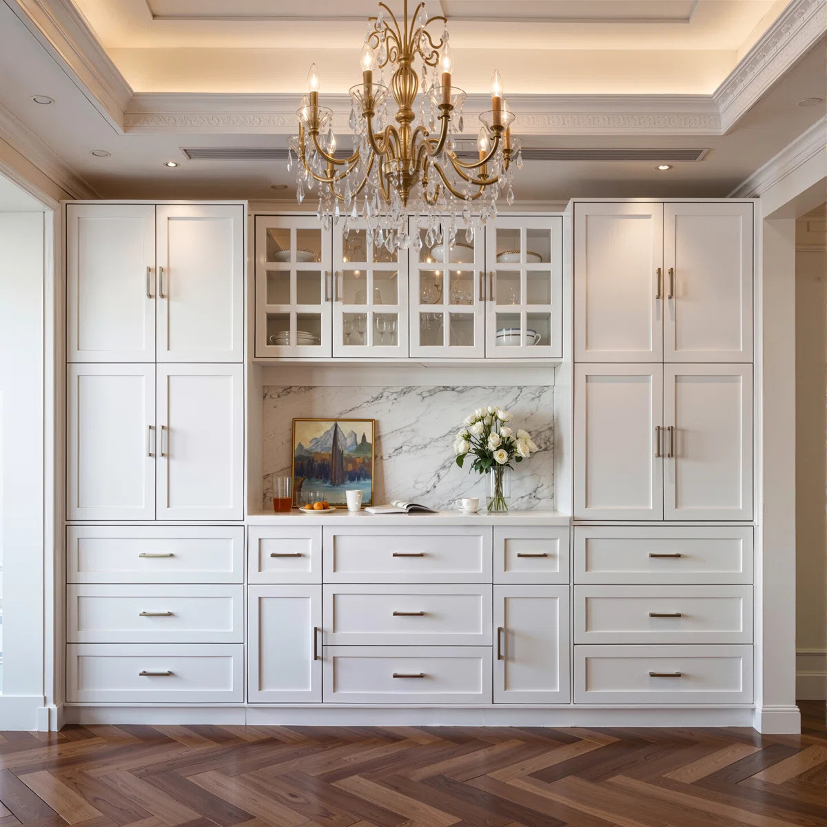 110"W Large Food Pantry Kitchen Sideboard Buffet Table | Wayfair North America