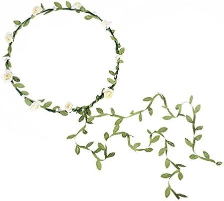 AWAYTR 2Pcs Fashion for Bohemian Style Wedding Bride Bridal Headdress Floral Flower Garland Headw... | Amazon (US)