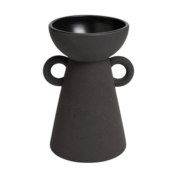 Habitat Large Ceramic Vase with Handles - Black | Habitat UK