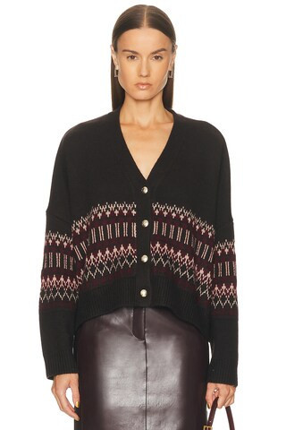 SABLYN Elliot B Boxy Cropped Fairisle Cardigan in Brown | FWRD 
