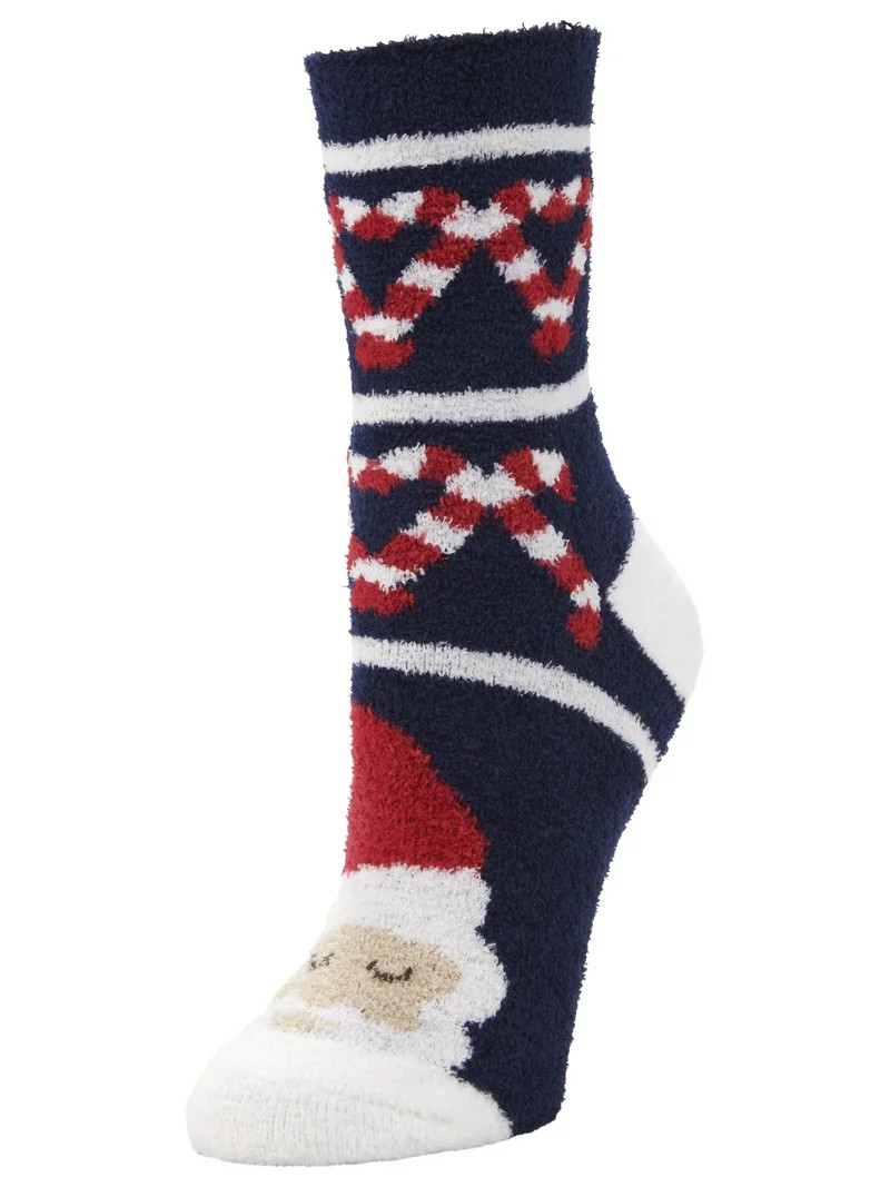 Airplus Holiday Toe Santa Cozy Crew Sock, Women's 5-10, 1 Pair | Walmart (US)