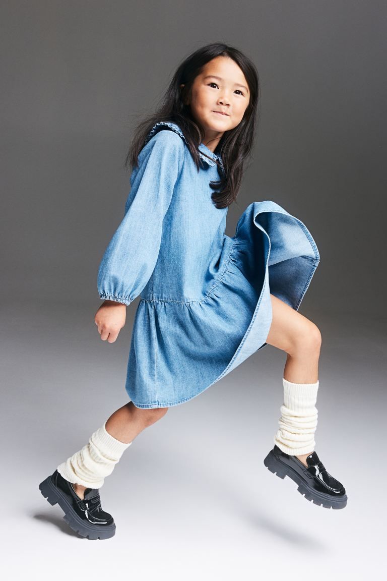 Collared Denim Dress - Denim blue - Kids | H&M AU | H&M (AU)