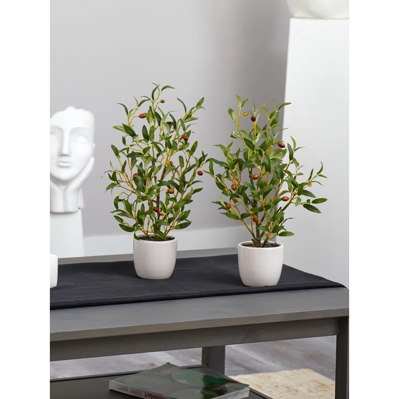 18'' Faux Olive Tree Plant in Ceramic Pot | Wayfair North America