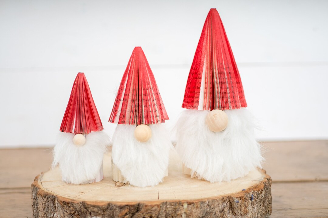 Christmas Gnome: Book Page Holiday Mantel Decor - Etsy | Etsy (US)