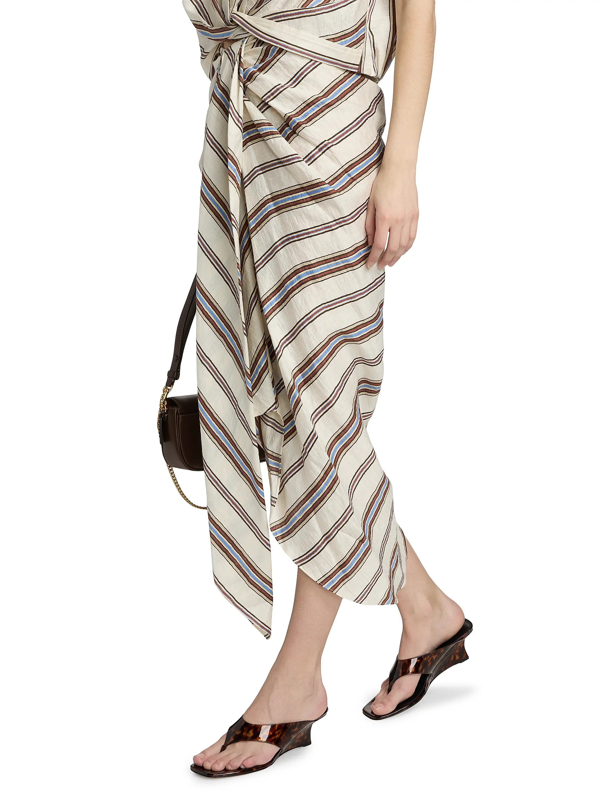 A.L.C. Rhodes Striped Linen-Blend Midi-Skirt | Saks Fifth Avenue | Saks Fifth Avenue