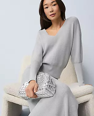 Metallic Ribbed Sweater | Ann Taylor