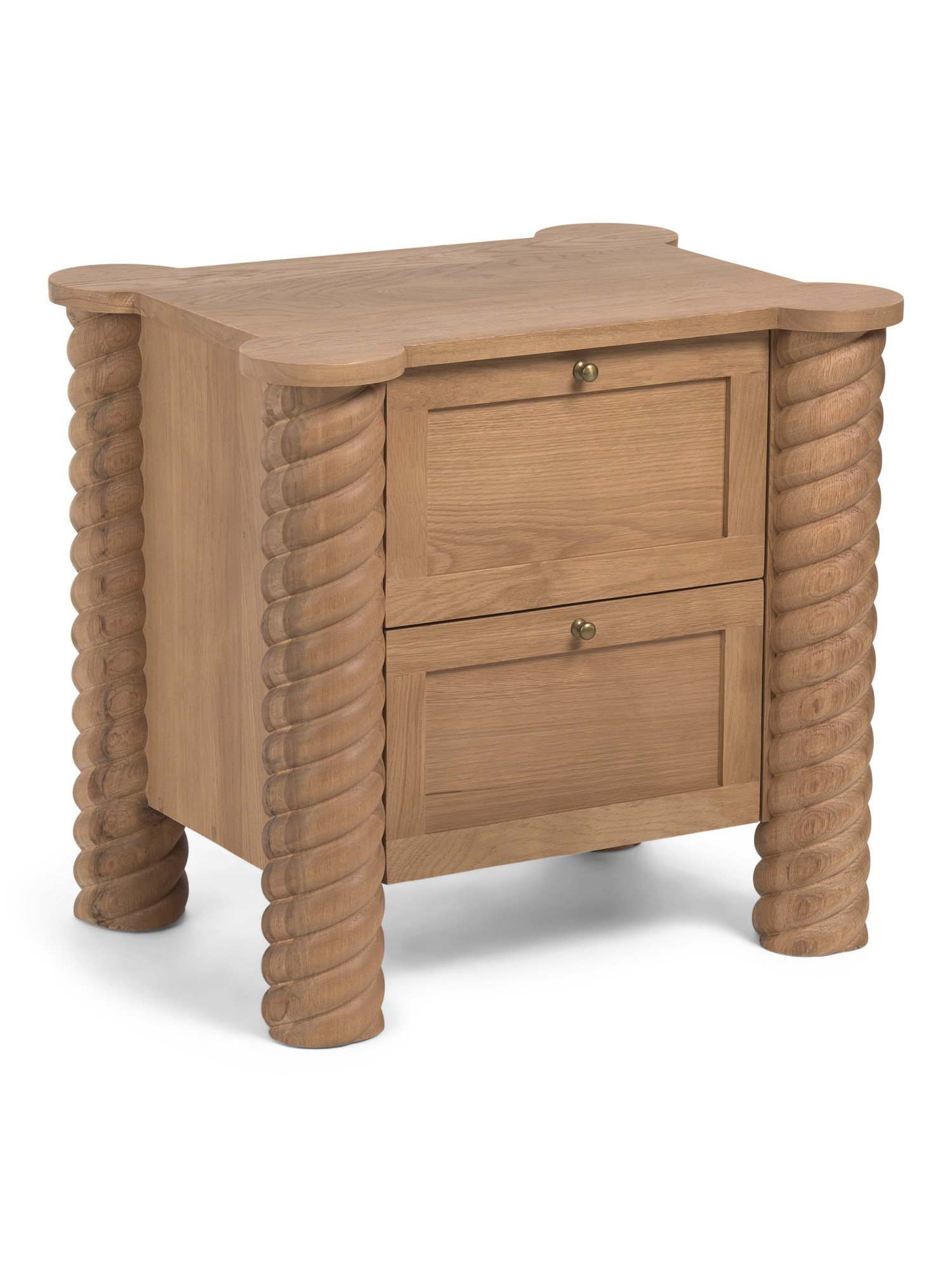 27.5x21.5x25.25 Solid Oak Wood Treccia Nightstand | TJ Maxx