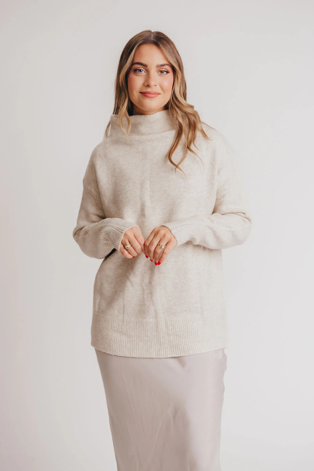 Rachel Funnel-Neck Sweater in Ivory | Worth Collective