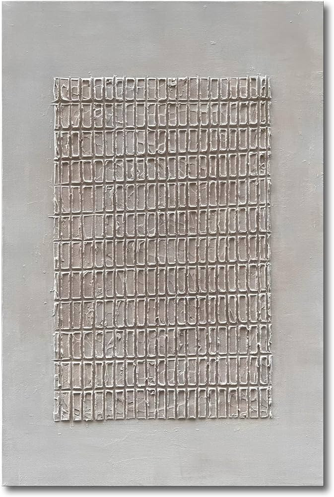 NANKAI Art Hand-painted white and brown texture abstract art oil painting contemporary minimalist... | Amazon (US)