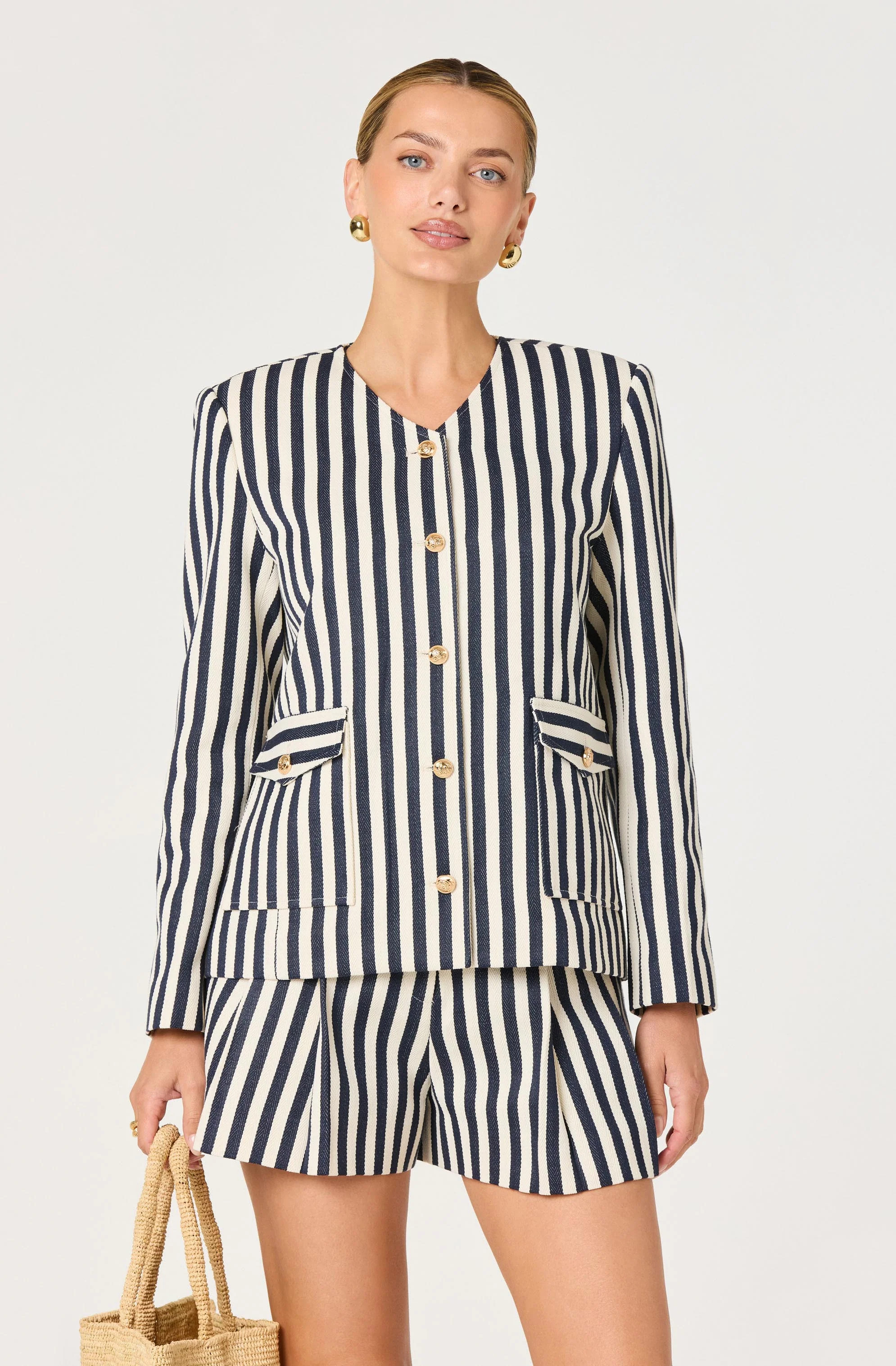 Danae Striped Blazer - Cream navy stripe / XS | ASTR The Label (US)