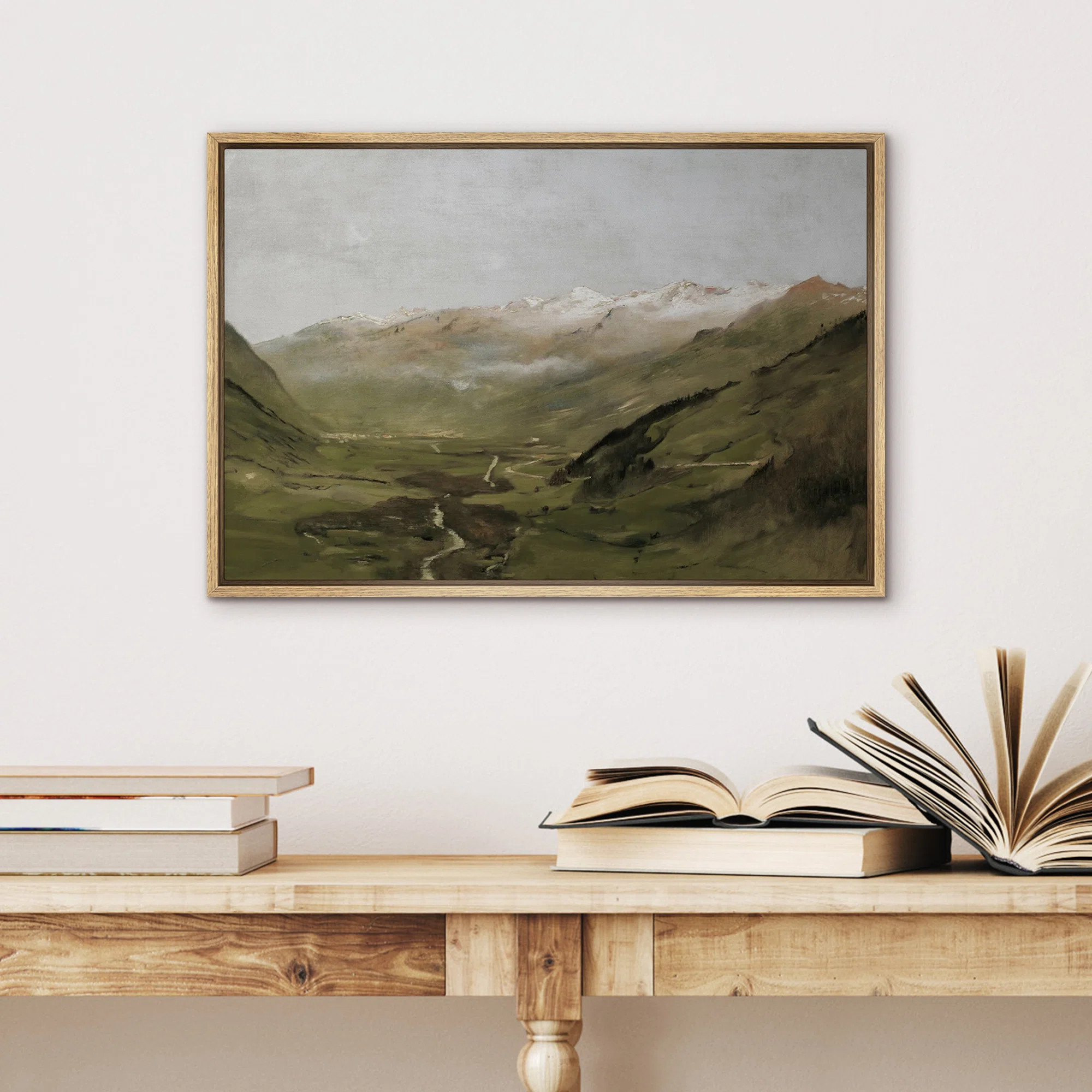Rustic Countryside "Vintage Mountain Valley Nature Landscape Relax/Calm Framed Canvas Print Wall ... | Wayfair North America