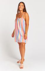 Carlotta Mini Dress ~ Rainbow Stripe Linen | Show Me Your Mumu