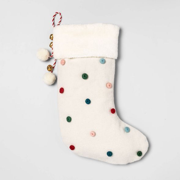 20" x 8" Pom Pom Christmas Stocking Cream - Opalhouse™ | Target