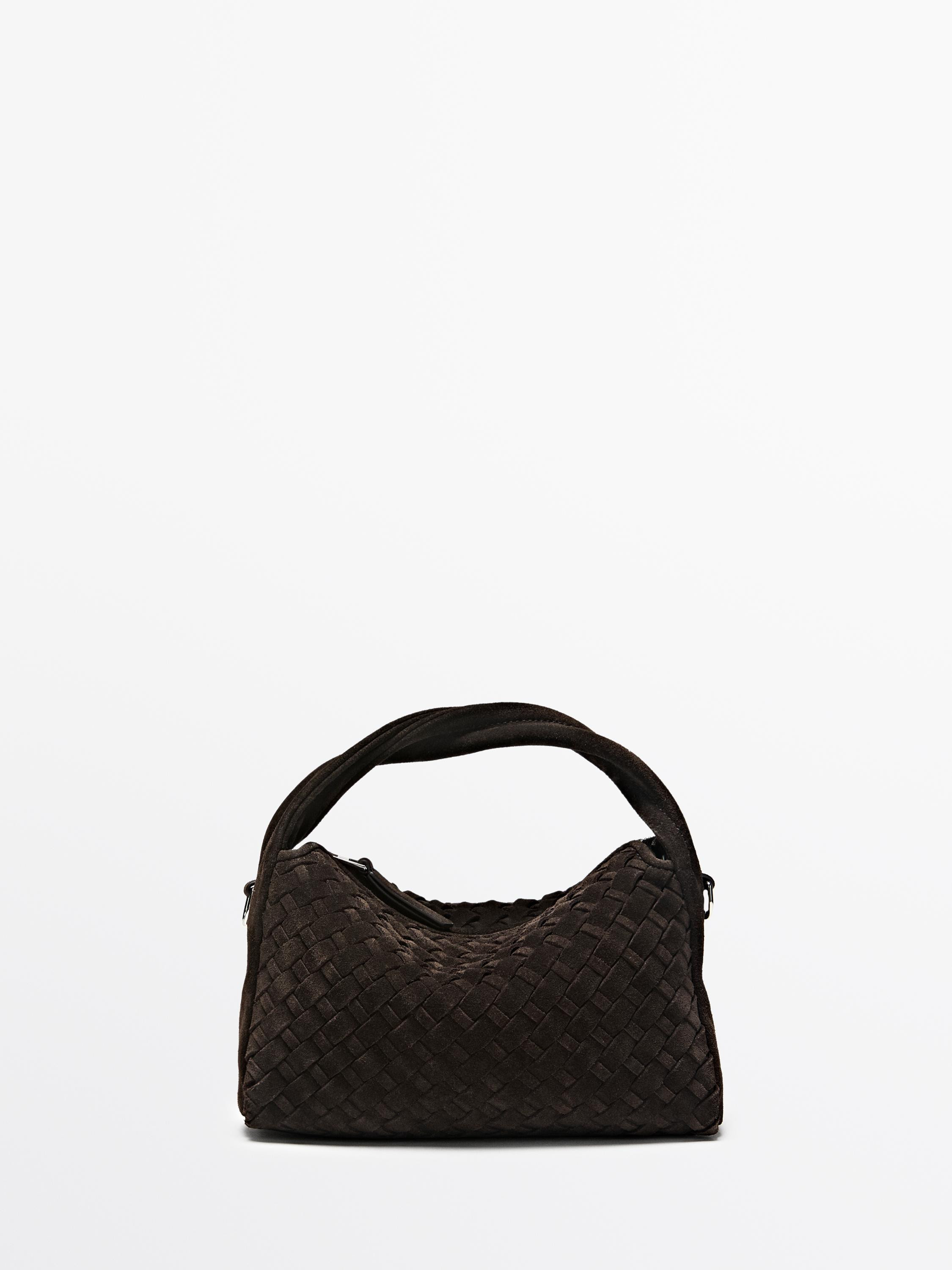 Small braided split leather bag | Massimo Dutti US