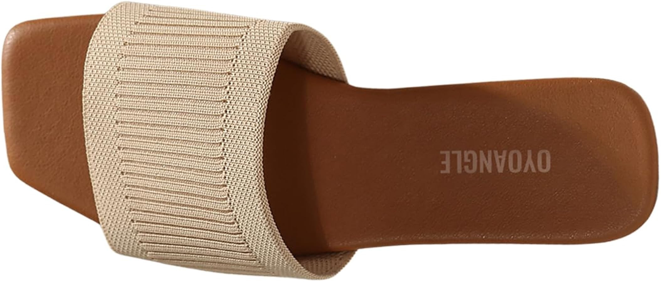 OYOANGLE Women's Single Band Square Open Toe Slide Sandals Summer Slip on Flat Sandals | Amazon (US)