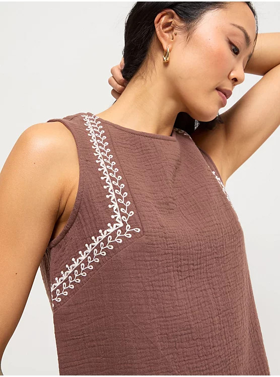 Chocolate Embroidered Sleeveless Co Ord Top | George